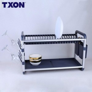 مشك صحون المنيوم طبقتين مستطيل فضي مع حمالة كاسات ومعالق