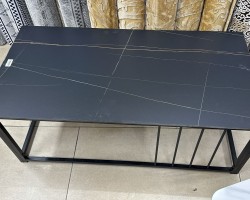 طاولة مستطيل معدن اسود وجه حرانيت اسود 2ك YC-27
