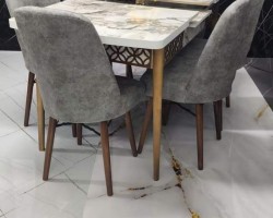 طاولة سفرة مع اطار CNC مع 6 كراسي منجد طاولة سفرة مع اطار CNC مع 6 كراسي منجد