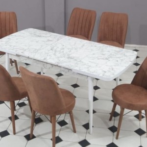 طاولة سفرة موديرن مع 6 كراسي منجد