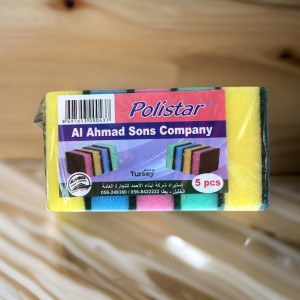 ليفة جلي اسفنج ملون مع سلك اخضر 5 قطع Polistar ليفة جلي اسفنج ملون مع سلك اخضر 5 قطع Polistar