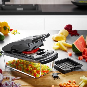 مفرمة سلطة اكريليك ضد الكسر كبس مقبض ستانلس ستيل مع غطاء اسود مفرمة سلطة اكريليك ضد الكسر كبس مقبض ستانلس ستيل مع غطاء اسود