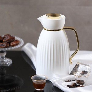 دلة ثيرموس قهوة حز ذهبي HL-909 اسود - بيج