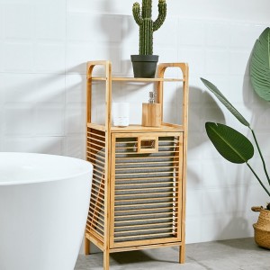 ستاند سلة رداد غسيل بامبو مع رفين - الاصلية