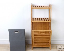 ستاند سلة رداد غسيل بامبو مع رفين - الاصلية