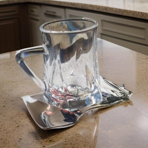 طقم كاسات مضلع من الاسفل شفاف ويد مثلث 12 قطعة