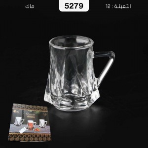 طقم كاسات مضلع من الاسفل شفاف ويد مثلث 12 قطعة