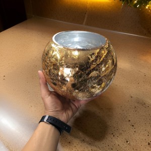 مزهرية فازة شكوف ذهبي مدور مكسر حجم كبير XXL مزهرية فازة شكوف ذهبي مدور مكسر حجم كبير XXL