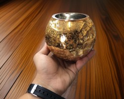 مزهرية / فازة ذهبي شكوف ذهبي مكسر حجم صغير	