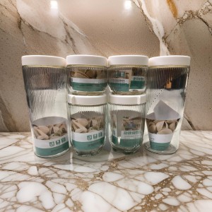 طقم بهارات بقوليات زجاج مع غطاء اكريليك محكم الاغلاق قابل للتركيب درج 6 قطع 