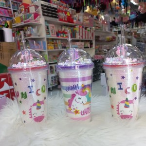 كاسه اطفال اكرلك نجوم / يونيكورن مع مصاصة غطا خرز