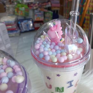 كاسه اطفال اكرلك نجوم / يونيكورن مع مصاصة غطا خرز