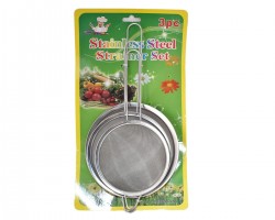 كرت مصفاة لبن / منخل طحين ستانلس حجم وسط ثلاثة قطع