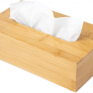 علبة بكيت حافظة محارم بامبو خشب 