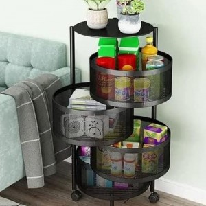 سله خضار 4 طبقه مدور حديد اسود معدن