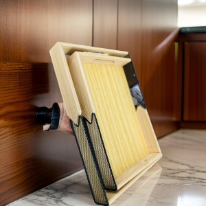 طقم صواني خشب بامبو مع معدن ذهبي شبك مع ايدي داخلية قطعتين 2-4 طقم صواني خشب بامبو مع معدن ذهبي شبك مع ايدي داخلية قطعتين 2-4