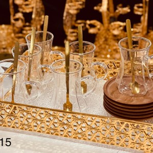 طقم كاسات قرفة يد مدور بني مع استكانة خشب 6 + 6 موديل 10-16 طقم كاسات قرفة يد مدور بني مع استكانة خشب 6 + 6 موديل 10-16