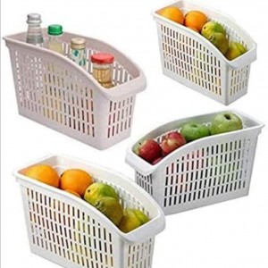 سلة تنظيم ثلاجة بلاستيك ابيض رفيع polirex كود 865 حجم