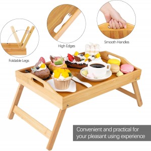 صينية تفضيل تتحول الى طاولة افطار خشب بامبو