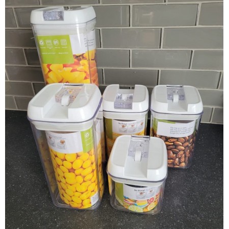 طقم بقوليات / تبروير بلاستيك مع غطاء 5 قطع احجام متعددة طقم بقوليات / تبروير بلاستيك مع غطاء 5 قطع احجام متعددة