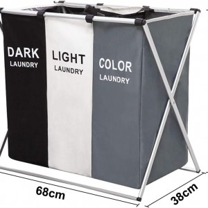 سلة الغسيل القماشية القابلة للطي قماش 3 فتحات سلة الغسيل القماشية القابلة للطي قماش 3 فتحات