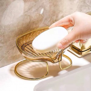 حمالة صابون معدن ذهبي مع وعاء اكريليك حمالة صابون معدن ذهبي مع وعاء اكريليك