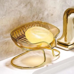 حمالة صابون معدن ذهبي مع وعاء اكريليك