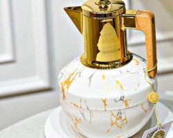 ثيرموس قهوة 1لتر بطة ماربل ابيض عنق ذهبي/468 ثيرموس قهوة 1لتر بطة ماربل ابيض عنق ذهبي/468