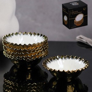 طقم صحون مكسرات 6 قطع مقاس 5.5 انش ذهبي بورسلان ابيض مشرف ذهبي طقم صحون مكسرات 6 قطع مقاس 5.5 انش ذهبي بورسلان ابيض مشرف ذهبي