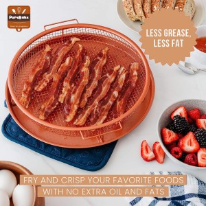 مصفاة بطاطا لون ذهبي مع ايدي مع صينية قطعتين