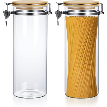 مرتبان زجاج مع غطاء بامبو خشب ضغط حجم كبير 3 لتر wa 102-1