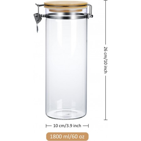مرتبان زجاج مع غطاء بامبو خشب ضغط حجم كبير 3 لتر wa 102-1