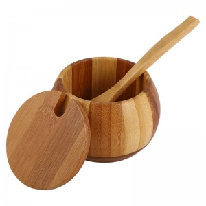 سكرية خشب بامبو مع ملعقة وغطاء N09U-6