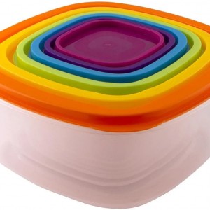 طقم طبروير بلاستيك مع غطاء مدور شفاف 5 قطع