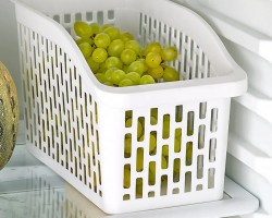 سلة تنظيم ثلاجة بلاستيك ابيض عريض polirex كود 863 حجم xl