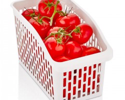 سلة تنظيم ثلاجة بلاستيك ابيض عريض polirex كود 863 حجم xl