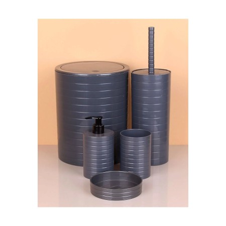 طقم حمام مدور 5 قطع بلاستك بيج - ابيض - اسود