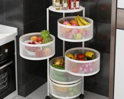 سلة خضار معدن 5 طبقات مدور اسود