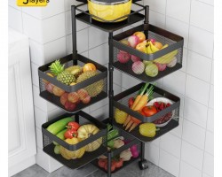 سلة خضار معدن 5 طبقات مربع اسود