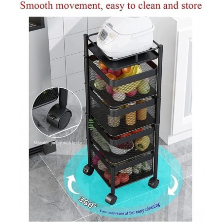 سلة خضار معدن 5 طبقات مربع اسود