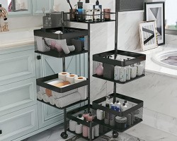 سلة خضار معدن 5 طبقات مربع اسود