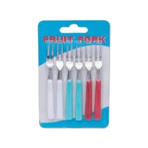 طقم شوك فاكهة يد بلاستيك ملون كود 3006