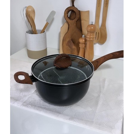 قلاية بطاطا مع مقلى شبك شيبس يد خشب ثقيل