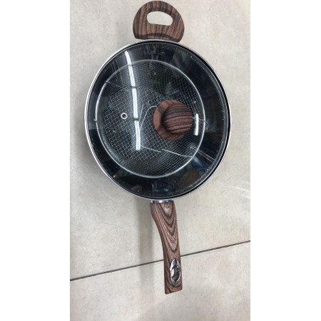 قلاية بطاطا مع مقلى شبك شيبس يد خشب ثقيل