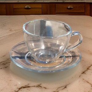 طقم كاسات شفاف مع صحن 12 قطعة