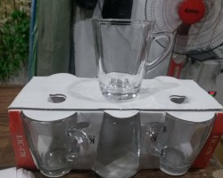 طقم كاسات 6 قطع شاي زجاج EIC-170 مع ايد