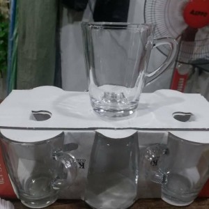 طقم كاسات 6 قطع شاي زجاج EIC-170 مع ايد