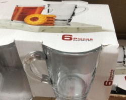 طقم كاسات 6 قطع شاي زجاج EIC-170 مع ايد