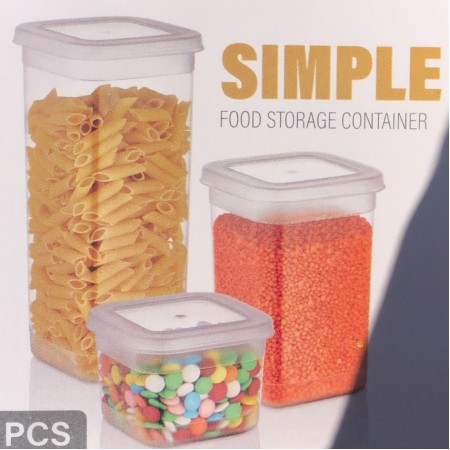 طقم مرتبان بلاستيك/3 قطع غطاء كبسSIMPLE