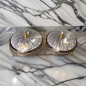 صحون فطور زيت وزعتر بورسلان مع حملات ذهبية